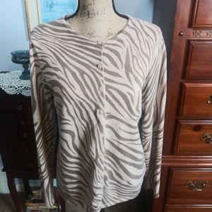 Izod Zebra Stripe Cardigan Sweater